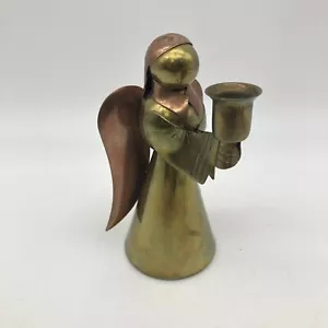Vintage Metal Copper Brass Angel Candle Holder, Small, 4.25'' - Picture 1 of 8