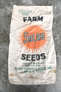 Vintage Farm Solar Seeds Feed Bag Toledo Ohio corn cattle cow dairy advertising - Picture 1 of 5