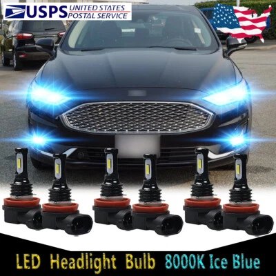 For Ford Fusion 2019-2020 - 6X LED Headlight Bulbs High Low Beam + Fog Light HKL - Image 1 of 4