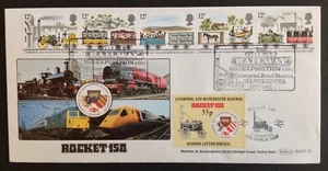 GB Benham 1980 Liverpool Manchester Railway Set on First Day Cover - Manchester - Picture 1 of 1