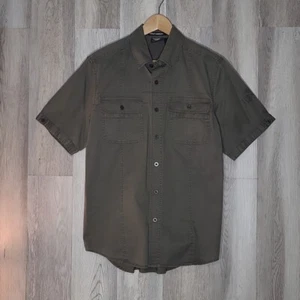 Harley Davidson Olive Mens Medium Short Sleeve Mechanic Style Button Up Biker - Imagen 1 de 10