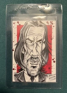 Verrückte Karikaturen Original handgezeichnete Keanu Reeves Skizzenkarte Tim Levandoski - Bild 1 von 2
