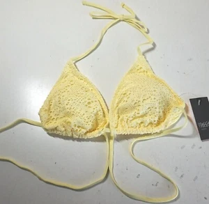 MOSSIMO WOMEN'S CROCHET TRIANGLE BIKINI TOP LEMON FIZZ S, M, L OR D/DD NEW W/TAG - Picture 1 of 2