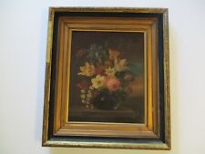 ANTIQUE 19TH CENTURY OIL PAINTING STILL LIFE FLOWERS FLORAL MYSTERY 1850'S