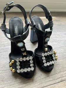 DOLCE & GABBANA Heel Sandals Size 36 US 6 Made in Italy - Picture 1 of 12