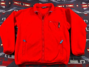 Giacca pile rosso Patagonia vintage made in USA uomo taglia large anni 90 full zip - Foto 1 di 10