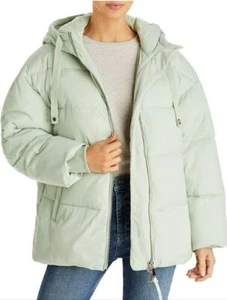Nwt Aqua Womens $198 Lightweight Hooded Winter Puffer Jacket Coat Green, Small - Picture 1 of 6
