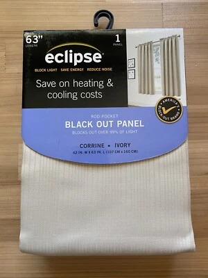 1 pc Eclipse Blackout Curtain Panel Ivory 42” x 63”  - Image 1 of 4