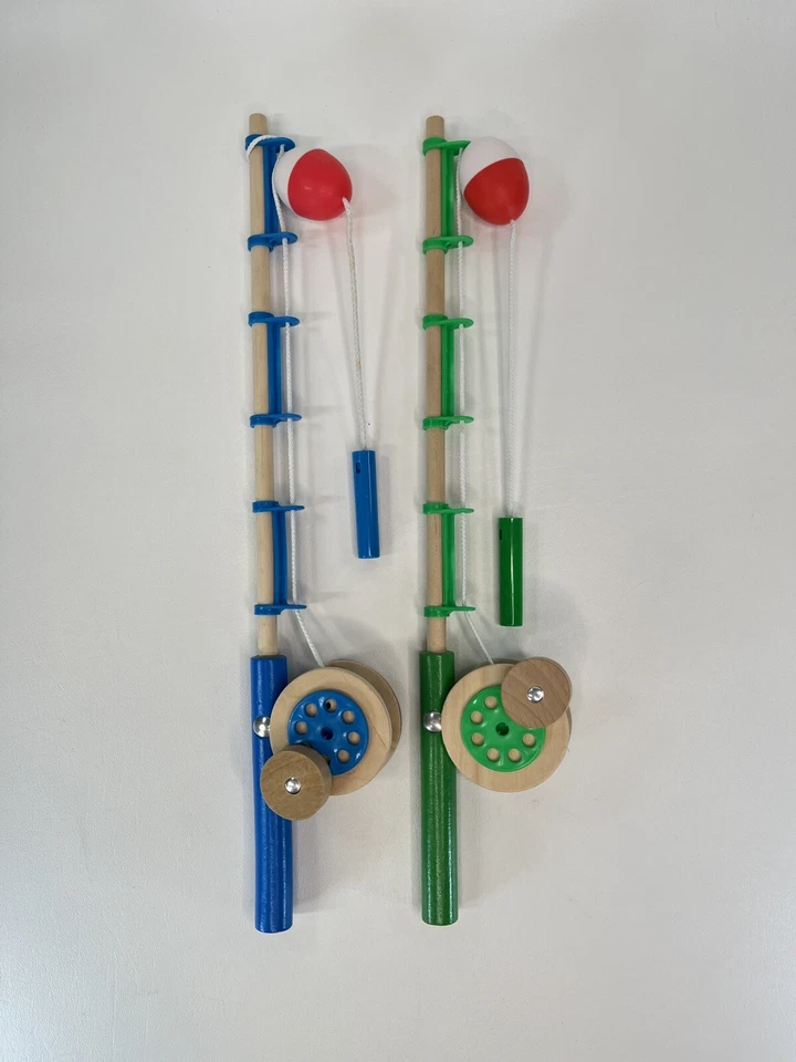 2 Replacement Melissa and Doug Fishing Poles for Game Toys Wood Blue Green Kids - Image 1 of 1