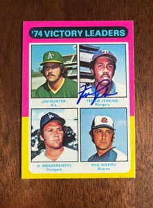 TEXAS RANGERS- FERGIE JENKINS AUTOGRAPH 1975 TOPPS #310 VICTORY LEADERS - Picture 1 of 2