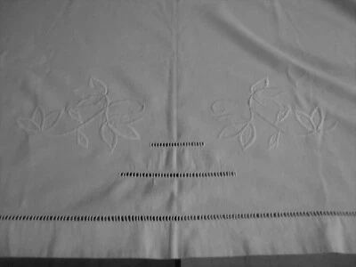 Retour de drap N°20 en coton broderie de fleurs blanches 66 X 180 Cm     - Photo 1/4