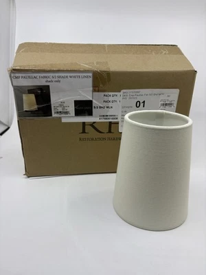 Restauración Hardware Cmp Pauliac S/2 Pantalla Blanco Lino Lámpara Pantallas Nuevo Foto 1 de 4