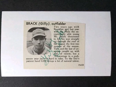 Gibby Brack (d.1960) Signed Autograph Cut Debut 1937 Brooklyn Dodgers - Image 1 of 2