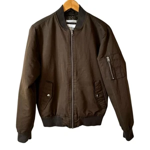 Goodfellow & Co Men’s Bomber Jacket Full Zip Brown Size Small Water Resistant - Picture 1 of 10