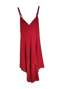 Windsor Red V-Neck High-Low Spaghetti Strap Back Cross Formal Dress, Size Medium - Picture 1 of 5