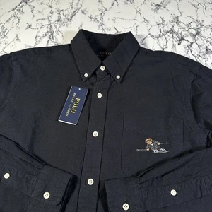 POLO RALPH LAUREN Mens Black Polo Bear Oxford Shirt SIZE LARGE BNWT Authentic - Picture 1 of 15