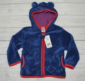 NEU Kleinkind 18 m QT BABY weicher Fleece Reißverschluss Hoodie Jacke Mantel Bärenohren blau rot - Bild 1 von 3