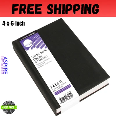 Cuaderno de bocetos Daler-Rowney Simply - Cuaderno de bocetos encuadernado en tapa dura de 4 pulgadas x 6 pulgadas - negro de 110 páginas Foto 1 de 4