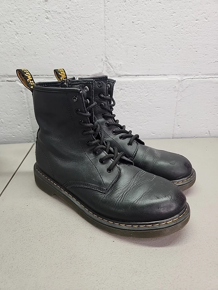 Dr. Martens Womens Size 7 US AW004 Black Leather Lace Up Side Zip