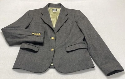 Blazer J Crew gris oscuro escolar forrado lana elástica botón dorado para mujer 6’s Foto 1 de 4