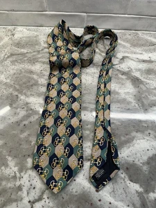 vintage GUCCI paolo 100% Silk Neck Tie Gold horse bit reign Pattern Tie Italy - Picture 1 of 9