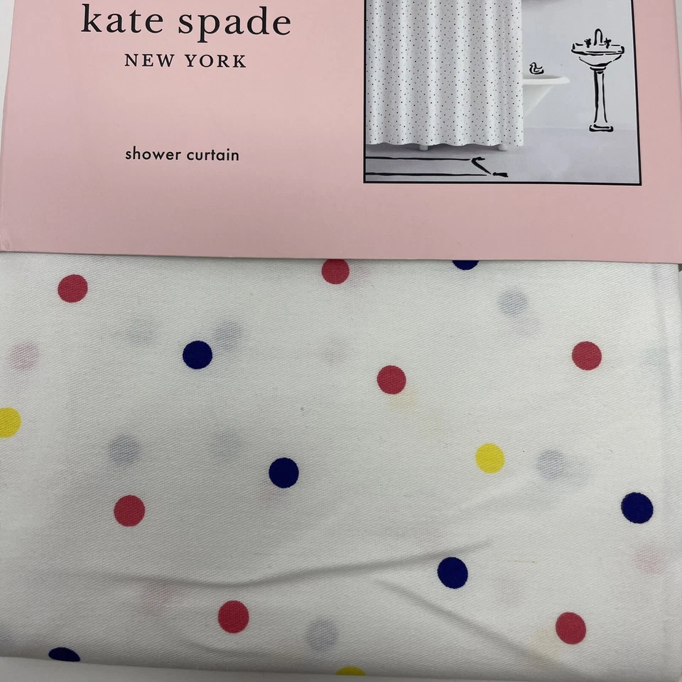 Kate Spade MINI BAKE DOT Lunares Multicolor Tela Cortina de Ducha 72x72" Foto 1 de 4