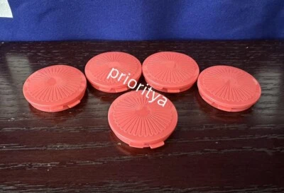 Tupperware Tiny Round Pocket Clamshell Pill Keeper Container Set of 5 Coral New - Image 1 of 2