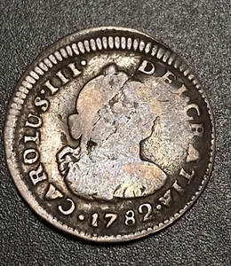 1782 M.I. Peru Silver 1/2 Reale Colonial Milled US First Currency Crude Coin - Picture 1 of 10