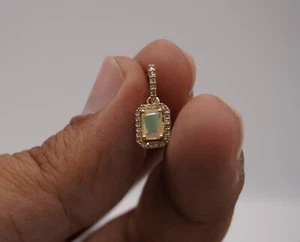 1.35CTW Natural Diamond  Opal Gemsone Earrings 10k Yellow Gold Studs - Picture 1 of 4