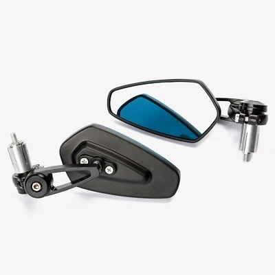 Specchietti 22mm Manubrio Moto Retrovisori Metallo Universali Ovali Nero - Imagen 1 de 3