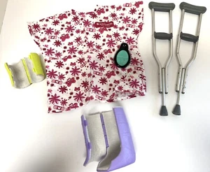 American Girl Doll Hospital Feel Better Crutches Cast Set Ice Pack Lot - Picture 1 of 8