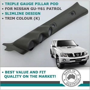 TRIPLE PILLAR POD 3 GAUGE HOLDER FOR NISSAN GU PATROL 1997 - 2016 TRIM COLOUR K - Picture 1 of 4