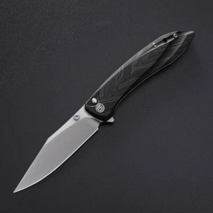 Petrified fish PFE08 Grow flipper knife Green Damask pattern G10 - Picture 1 of 3