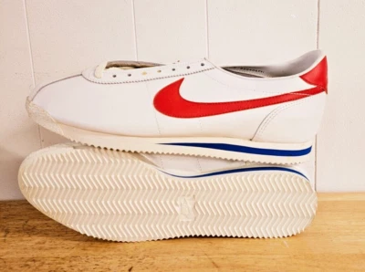 Vintage Nike Leather Cortez Running Shoes 1982 Wht/Red Gump DeadStock Mens Sz 15 - Image 1 of 4