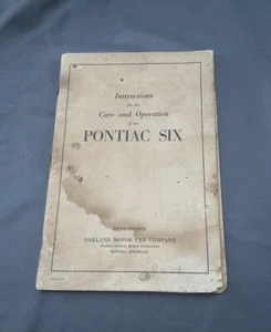 Antique PONTIAC SIX Instructions Care Operators Manual ~ Fifth Edition - Picture 1 of 9