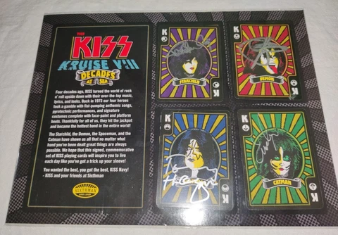 KISS Kruise VIII Signed Playing Cards Set Gene Simmons Paul  Autographed all 4 Cover