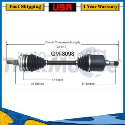 Eje delantero derecho CV eje articulado para Chevrolet Lumina 1992 1991 1990 Foto 1 de 2