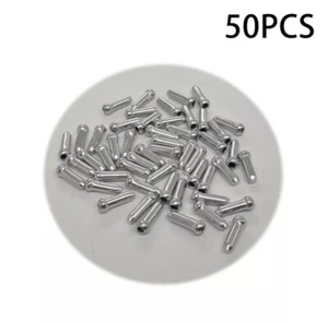 50 x BIKE GEAR BRAKE WIRE INNER CABLE END CRIMP CAP NIPPLE COVER FERRULES SILVER - Picture 1 of 6