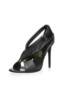new L.A.M.B. Beverlee high heel sandal black / turquoise leather size 7 M - Picture 1 of 7