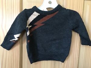 NWT Gymboree Baby Boy Bolt Sweater Pullover Gray  3-6M,2T