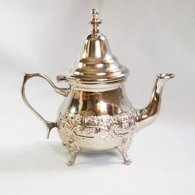 Handmade Small Moroccan Teapot Tea Pot Silver Color - Image 1 of 4