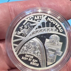 2000 SILVER FRANCE 6.55957 FRANCS ART NOUVEAU PROOF COIN & COA - Picture 1 of 7