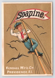 Providence RI SOAPINE Soap Advertisement Sailor Boy on Mast Victorian Trade Card - Picture 1 of 4