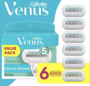 *BRAND NEW* Gillette Venus Deluxe Smooth Sensitive Razor Blade Cartridges - 6ct - Picture 1 of 5