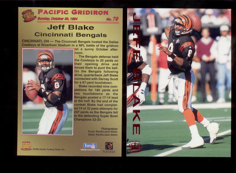 1995 Pacific Gridiron JEFF BLAKE Cincinnati Bengals Red Foil Card - Image 1 of 1