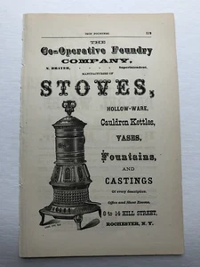 1871 Co-op Foundry Cast Iron Stoves Rochester NY Advertisement #B-25 - Picture 1 of 2