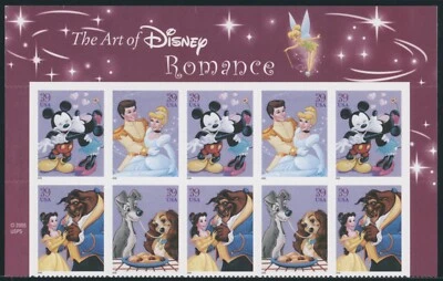 US - 2006 Disney Characters: The Art of Romance - SC# 4025-4028 Pane of 10 MNH - Image 1 of 2