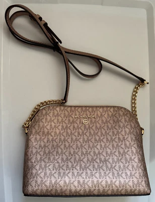 Cartera Michael Kors "Cindy" LG Domo Bandolera Oro Rosa Nueva con Etiquetas Minorista $168 Foto 1 de 4