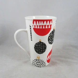 2016 Starbucks Holiday Mug Coffee Tea Tall 16 Oz Red Black Ornaments - Picture 1 of 4