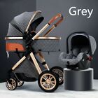 Luxury 3 in 1 Gentleman Grey Folding Reclining Baby Stroller Carriage Seat Set